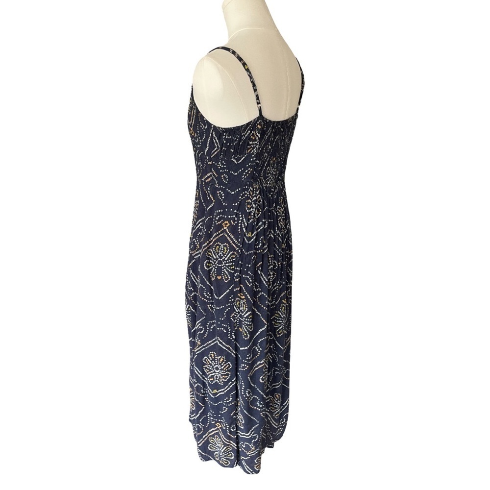 Urban Outfitters UO Kamaryn Tie Front Navy Blue Midi Dress Women’s Medium - Picture 9 of 15